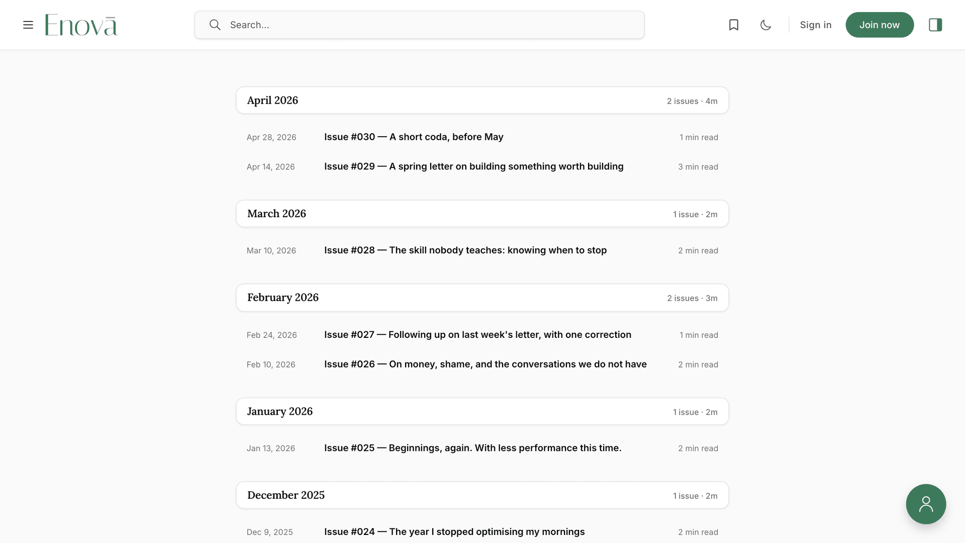 Enova newsletter archive Compact layout