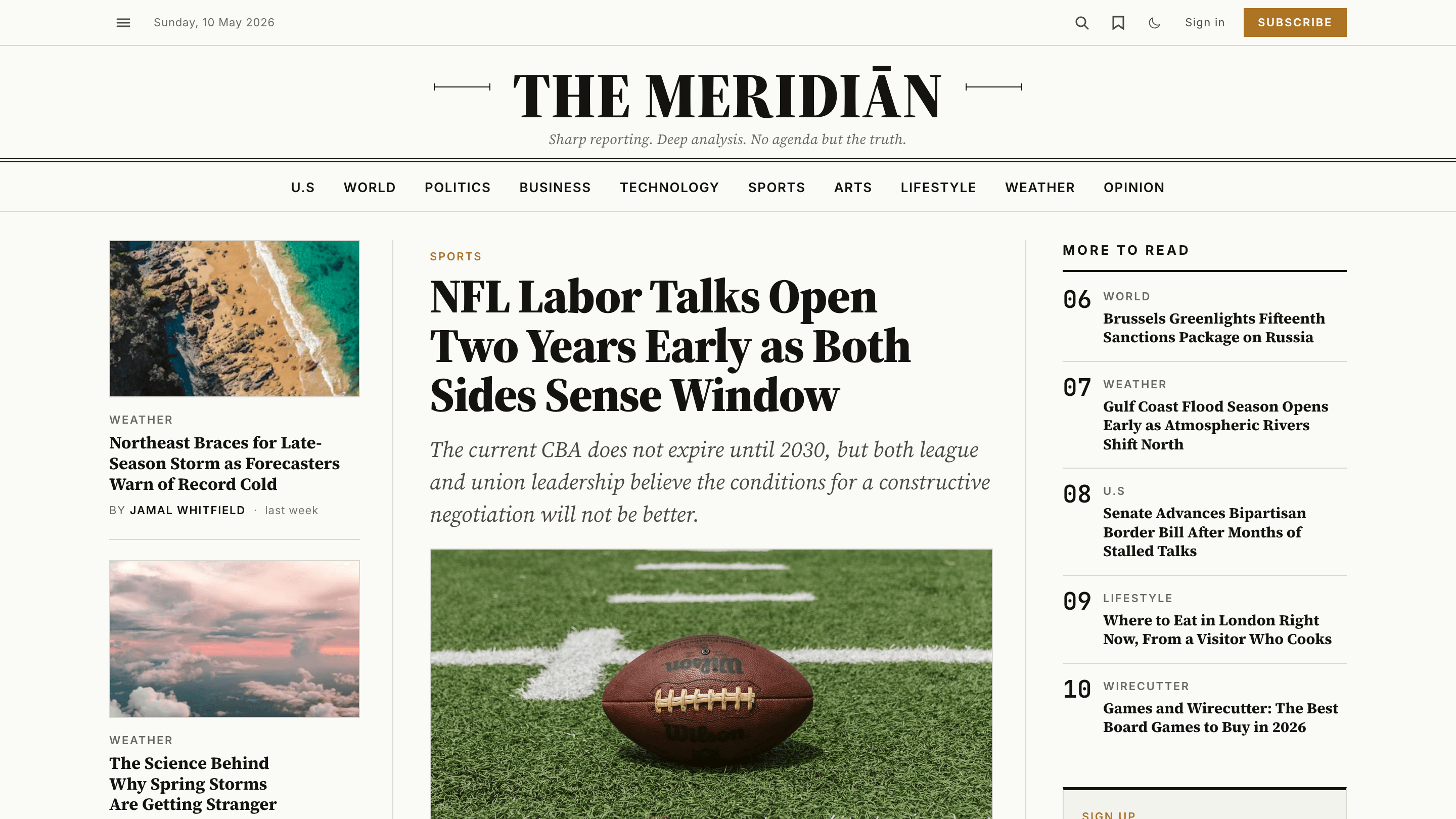 Meridian Ghost news theme homepage preview for newsrooms and magazines