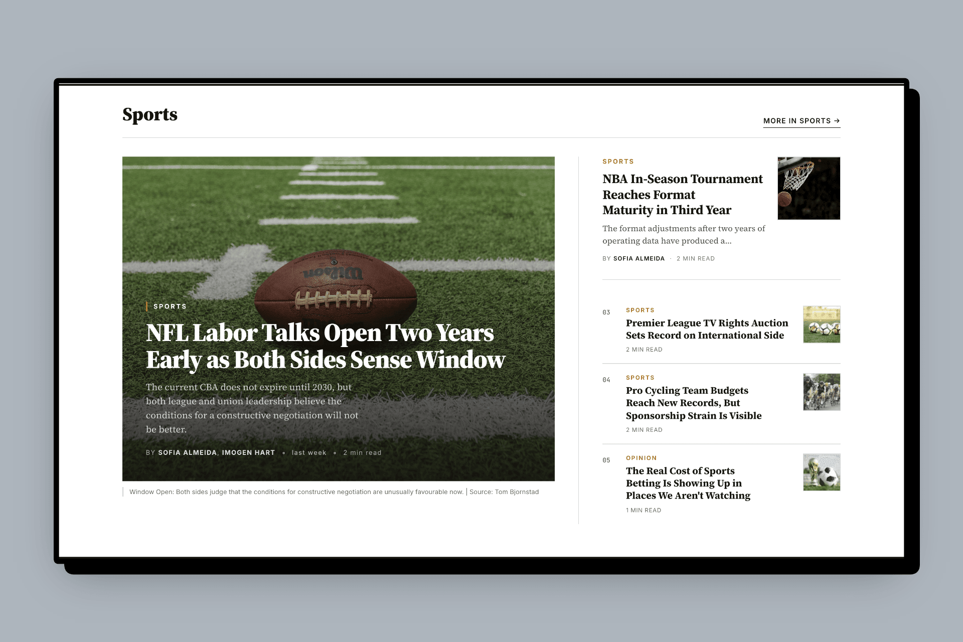 Meridian Ghost news theme, feature package homepage layout for the day's lead investigation