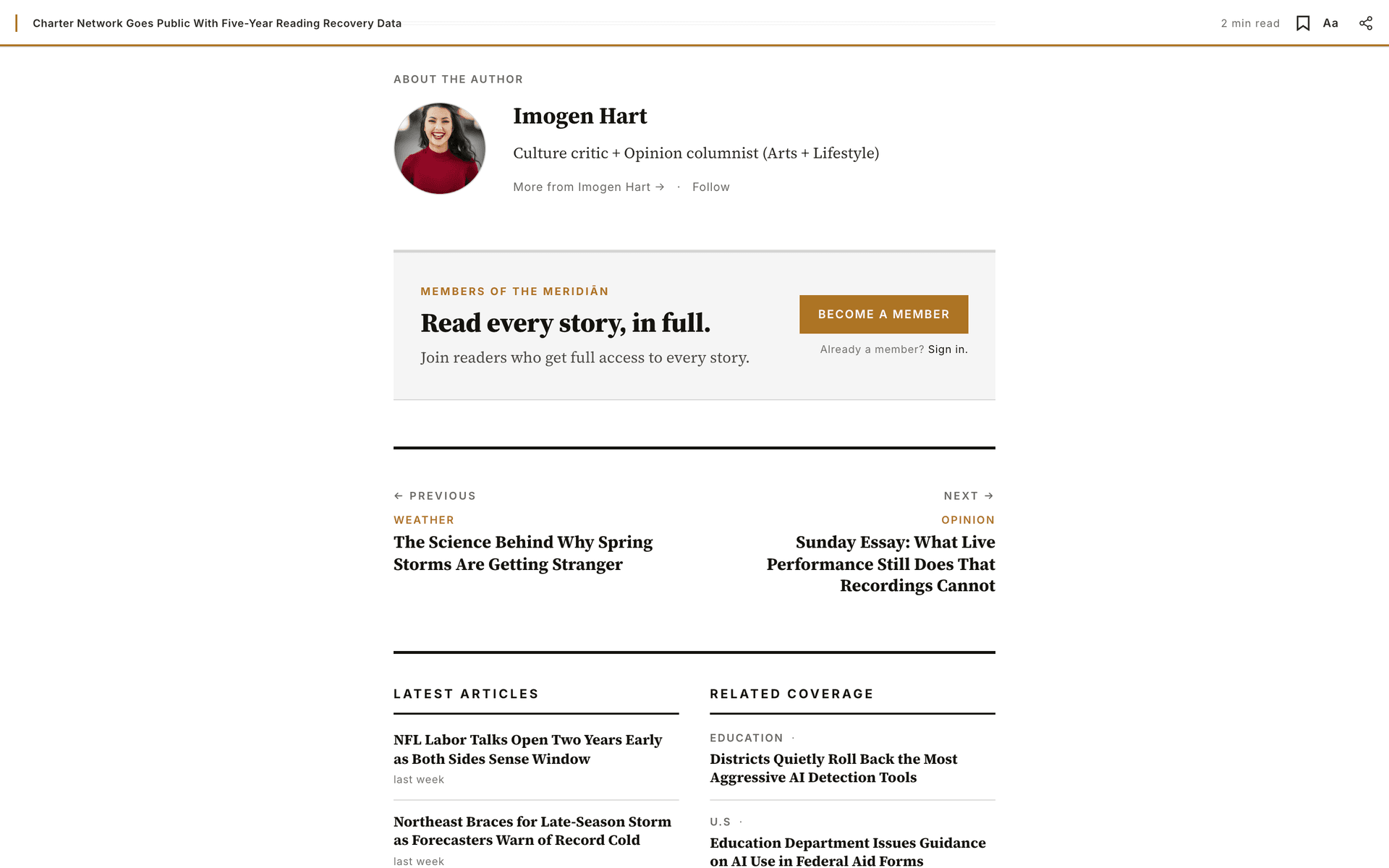 Meridian tier-aware post-page member CTA