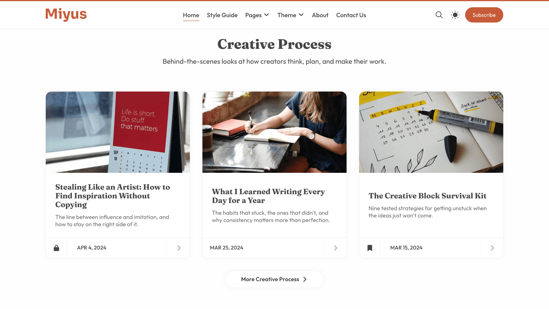 Miyus tag-based homepage sections