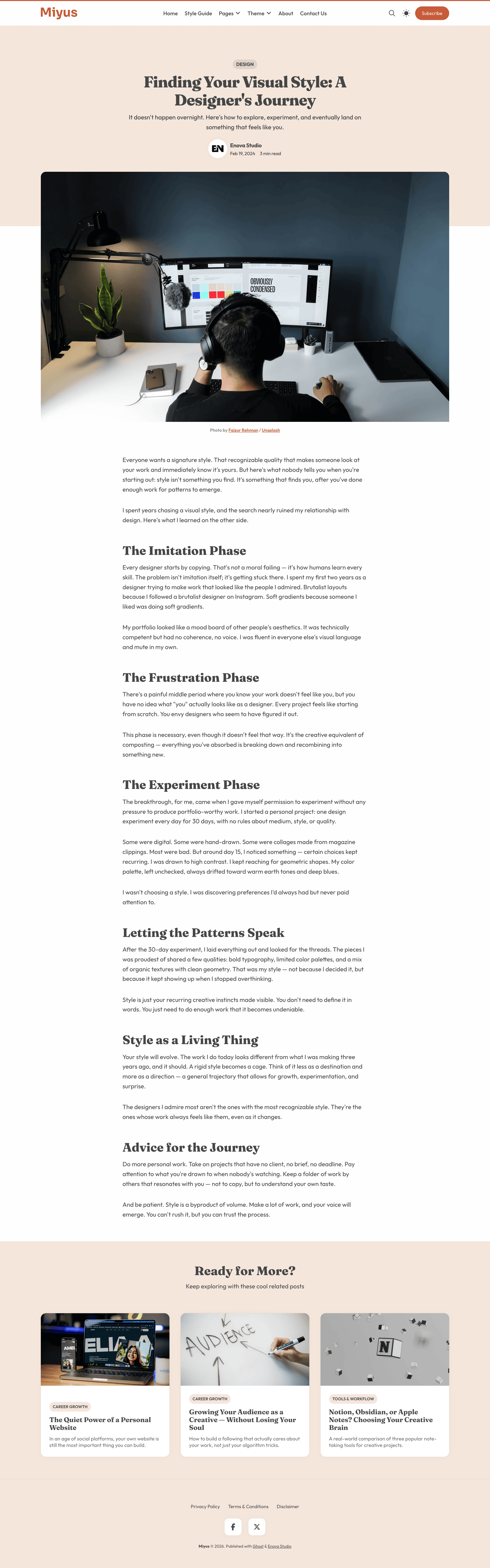Miyus editorial post layout
