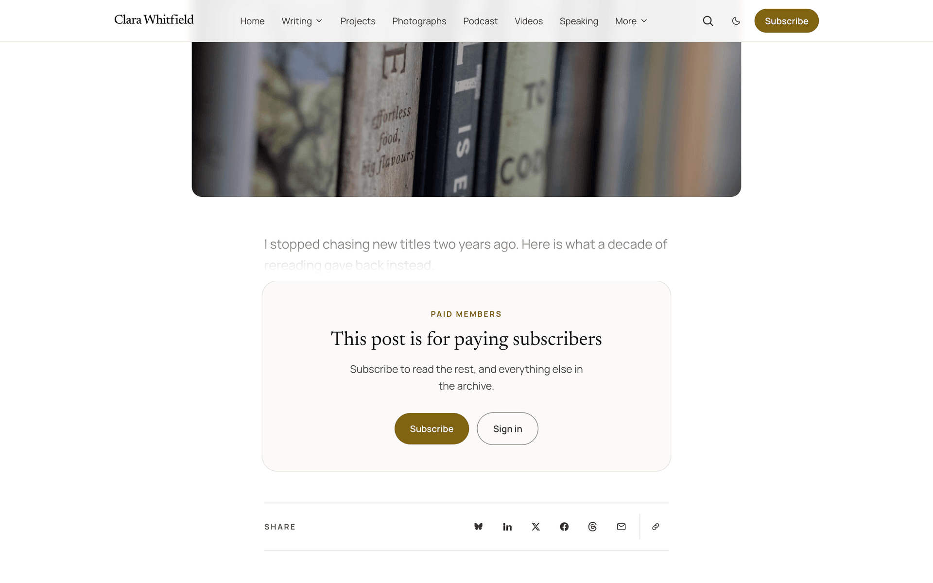Quiet members-only post with the preview fading into a signup card