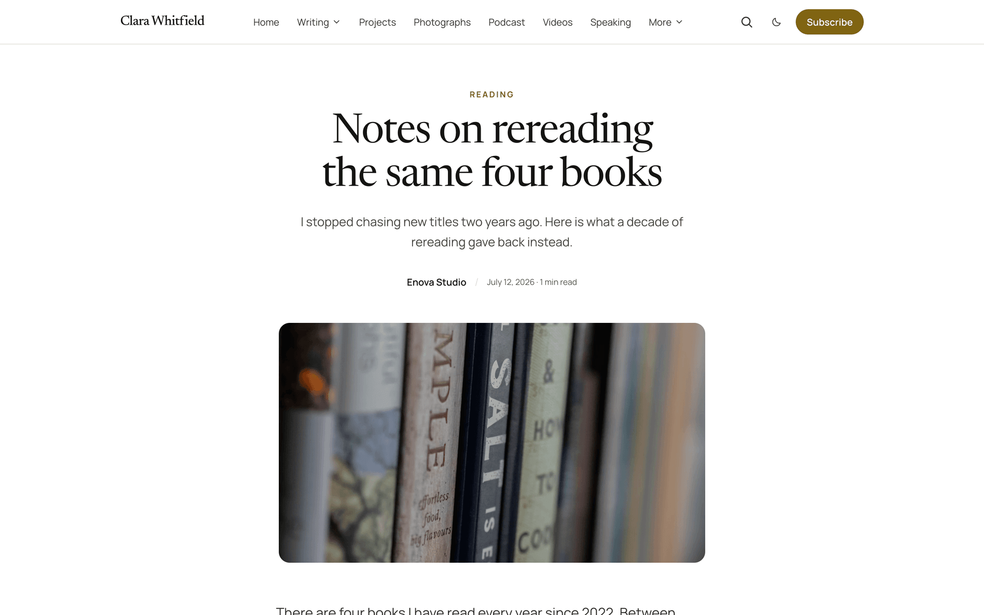 Quiet post with the feature image at the width of the text column