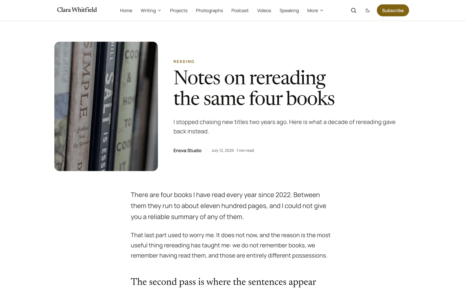 Quiet post with the picture on the left and the title beside it