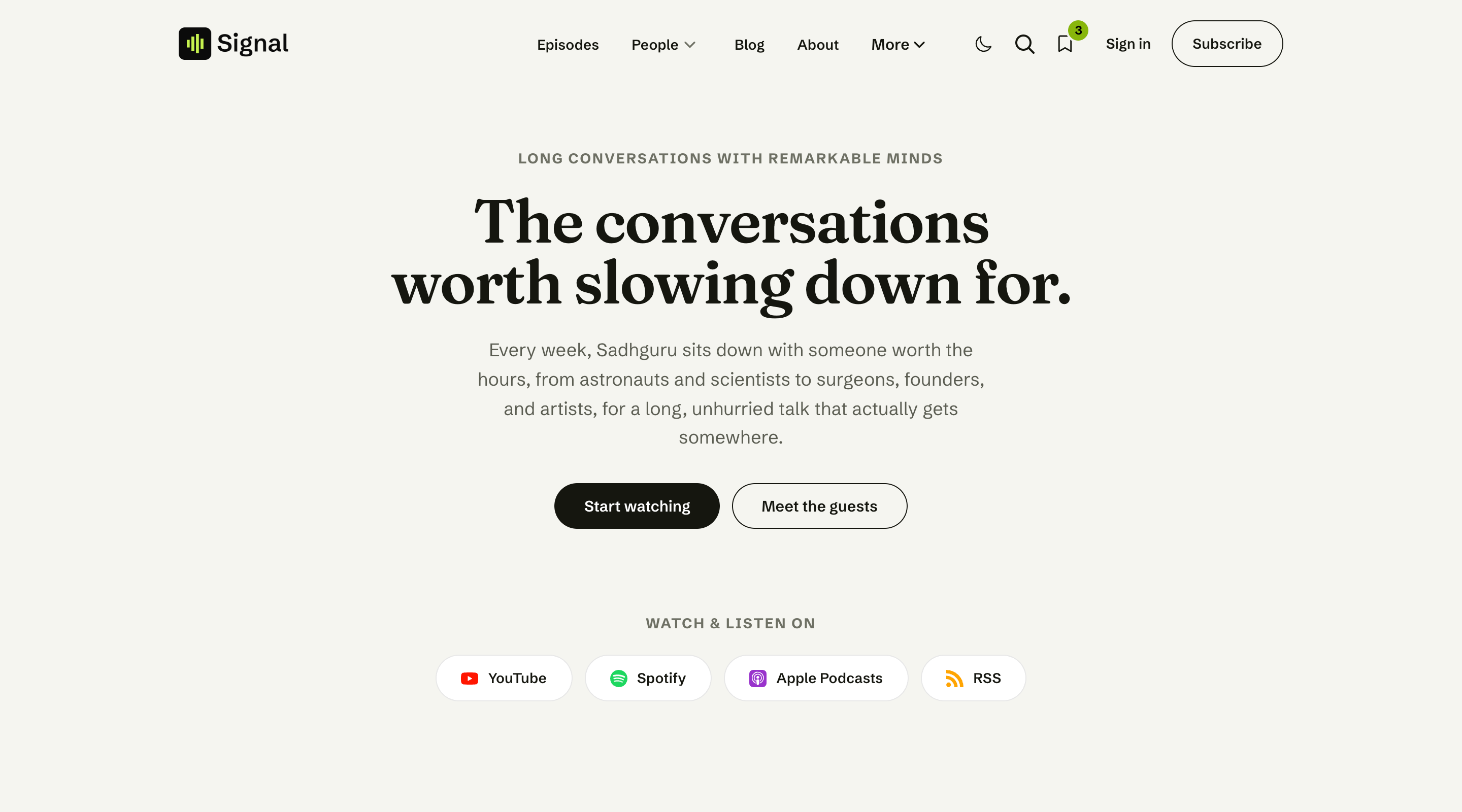 Signal, the Ghost podcast theme for video and audio shows