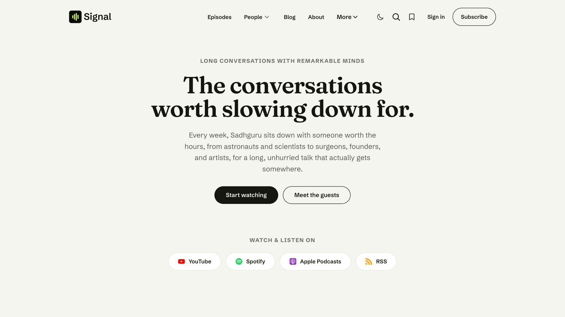 Signal Centered statement homepage layout