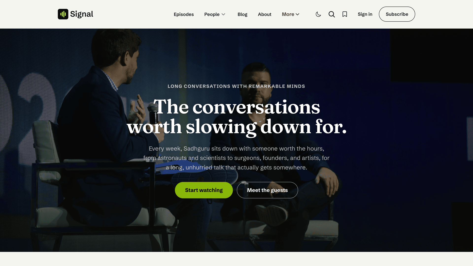Signal Cinematic full-width homepage layout
