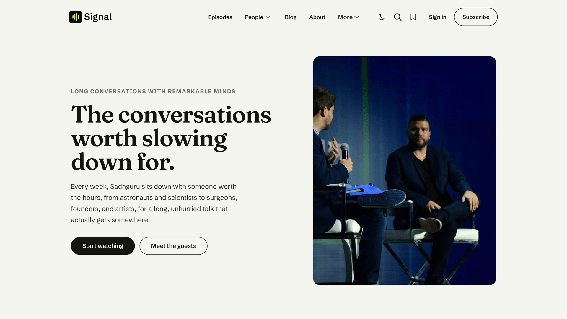 Signal Split portrait homepage layout