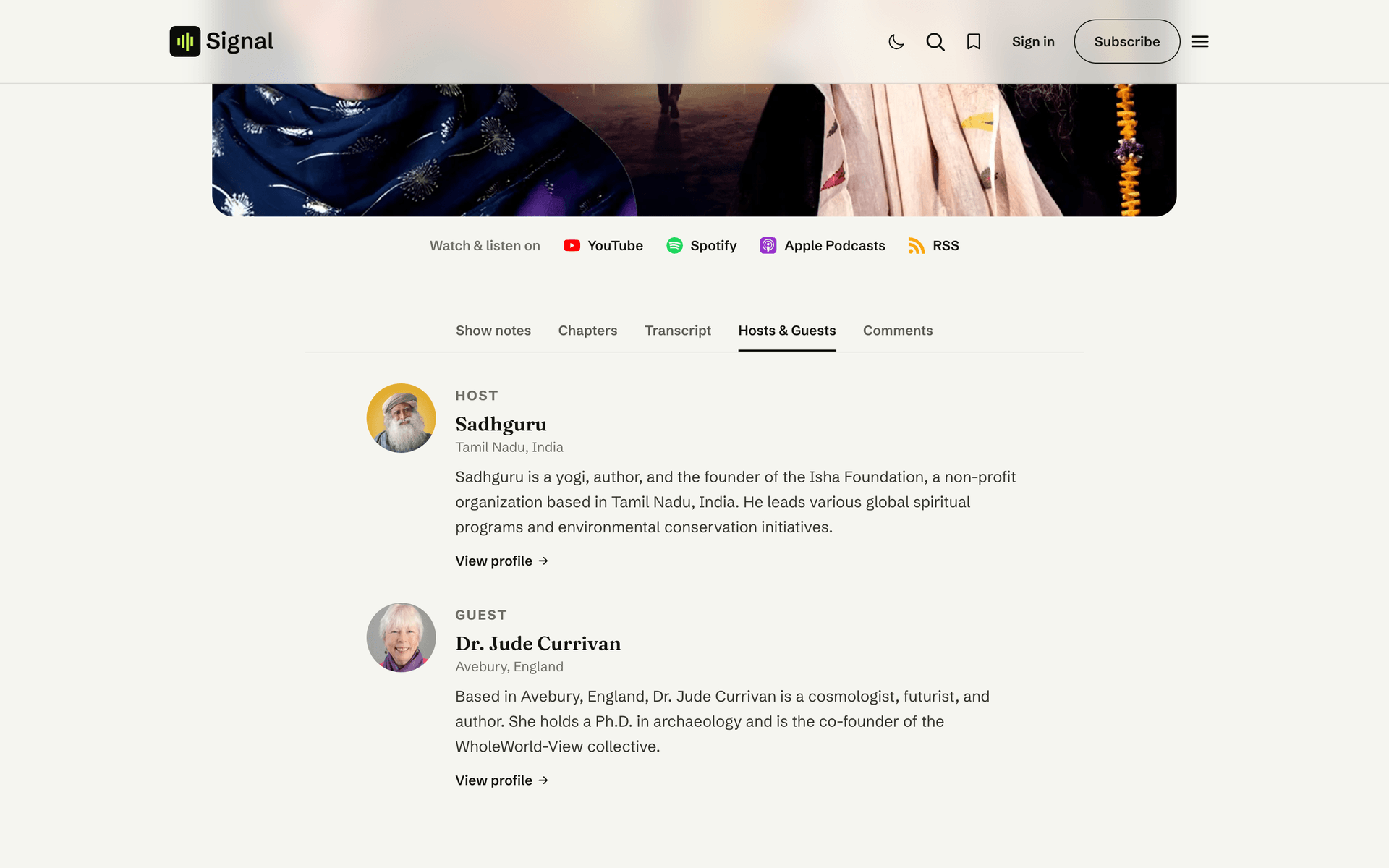 Signal hosts and guests directory from Ghost authors