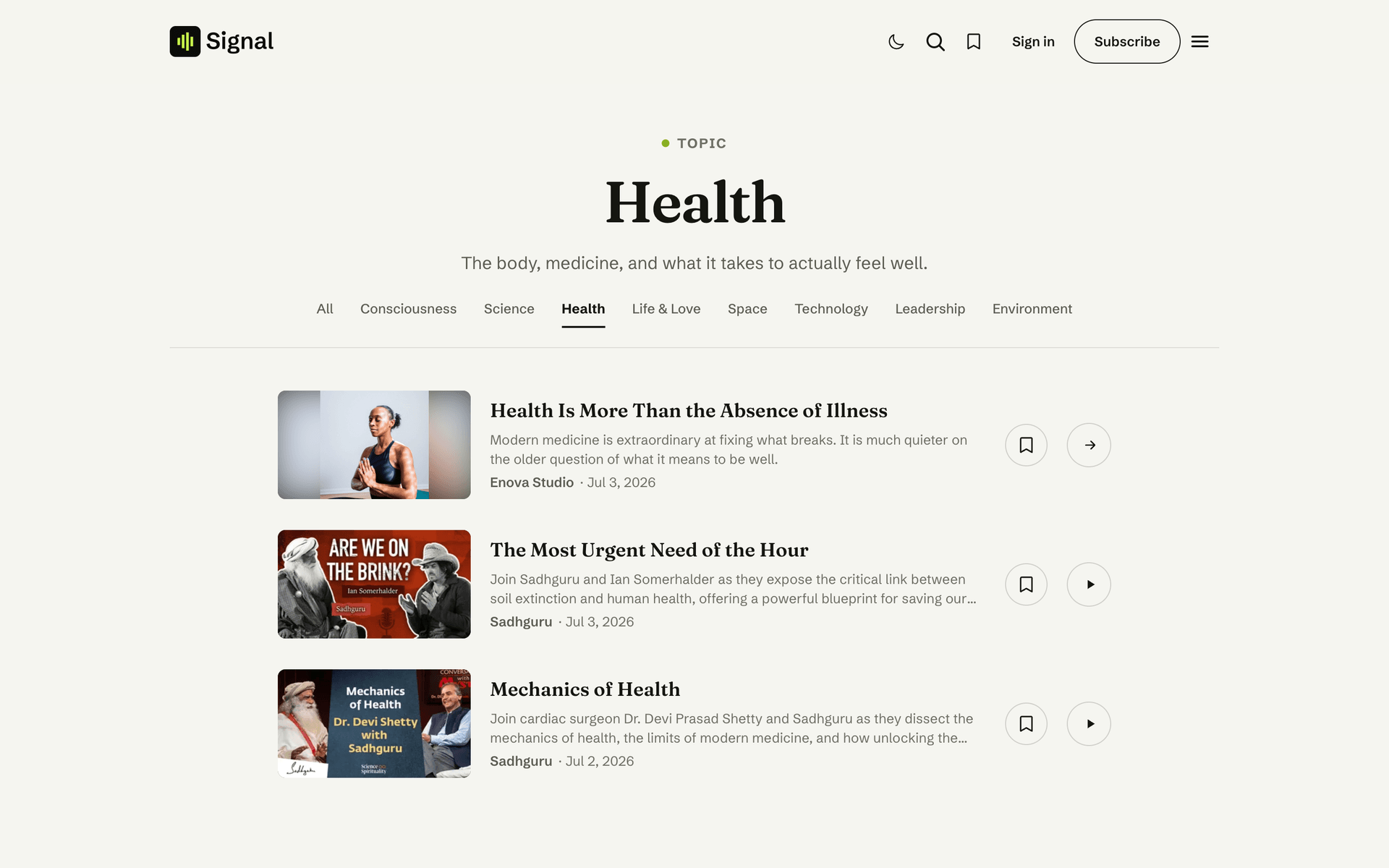 Signal topic archive built from a Ghost tag