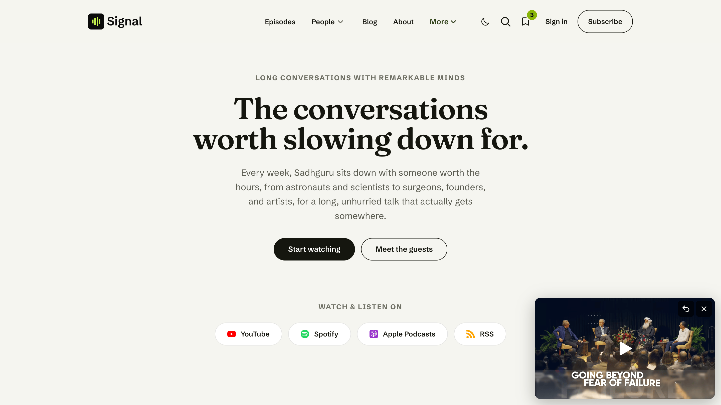Signal Ghost theme homepage preview